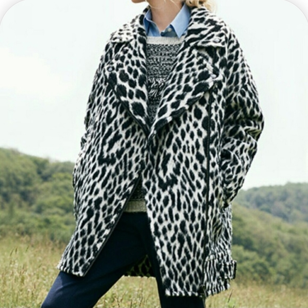 Banana Republic Snow Leopard Cocoon Jacket Coat Size XS - Picture 3 of 14